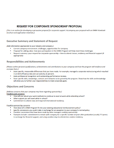 corporate sponsorship request for proposal