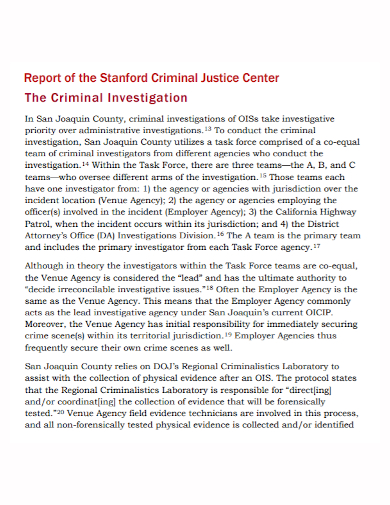 criminal investigation justice report