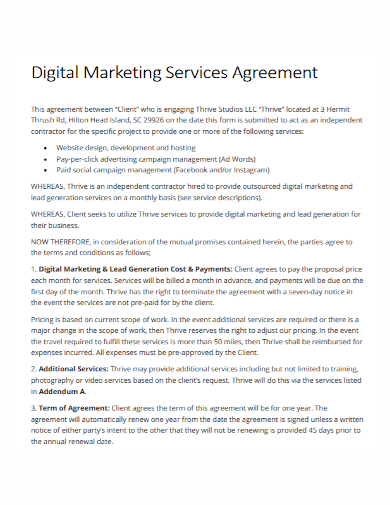 digital marketing services agreement