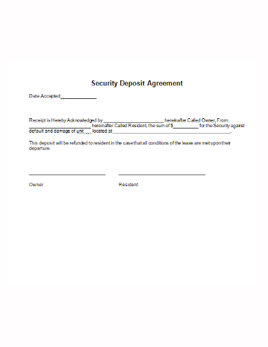 editable security deposit agreement