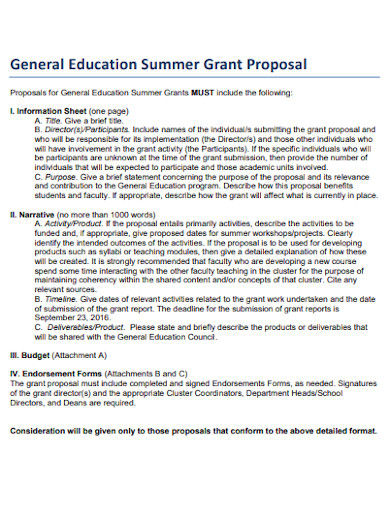 education summer grant proposal