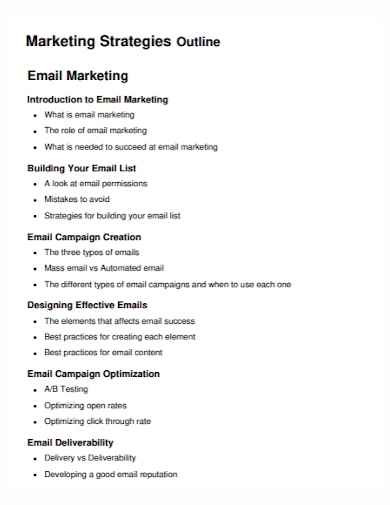 email marketing strategy outline