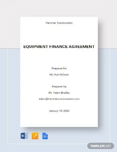 equipment finance agreement template