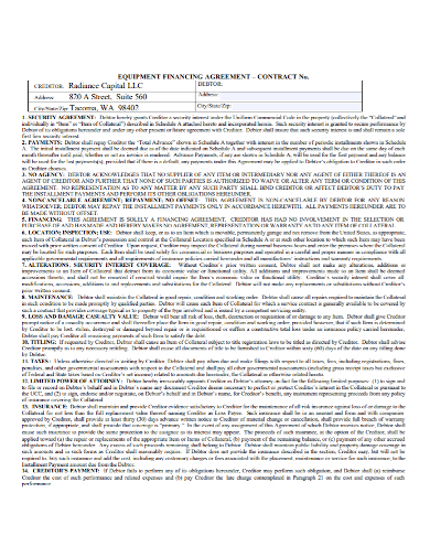 FREE 10  Equipment Finance Agreement Samples in MS Word Google Docs PDF