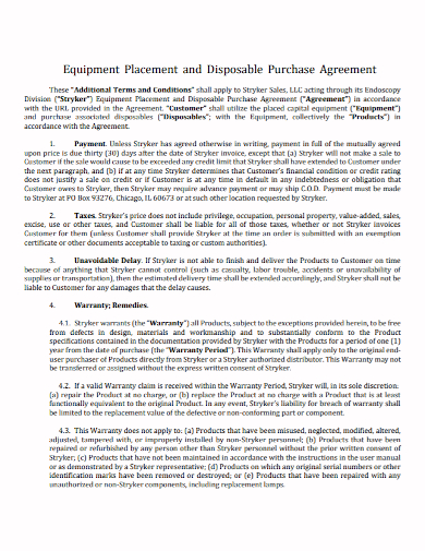 equipment placement purchase agreement