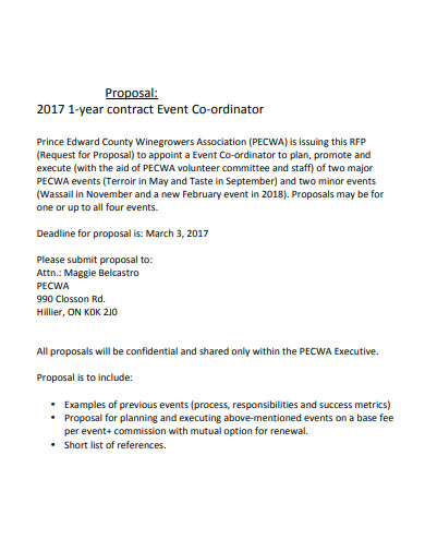 event co ordinator contract proposal
