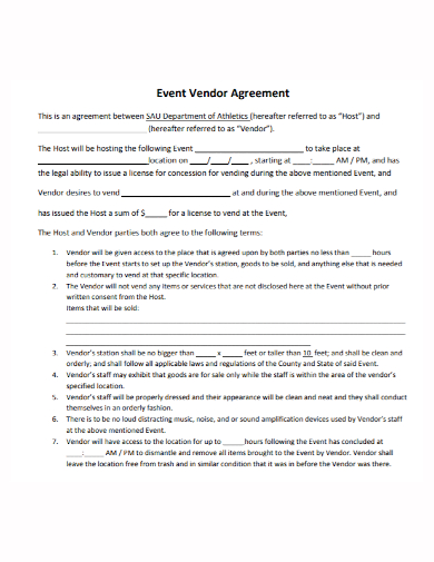 event vendor agreement