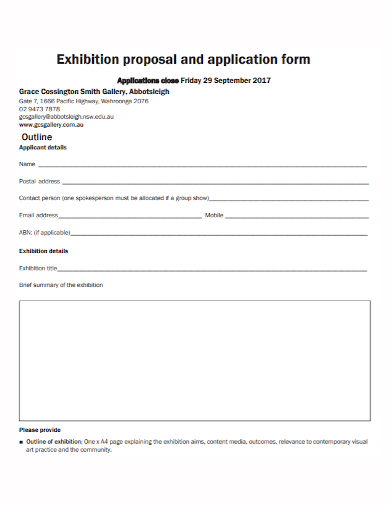 exhibition proposal application outline