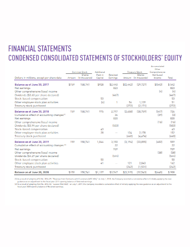 financial statement of stockholder equity