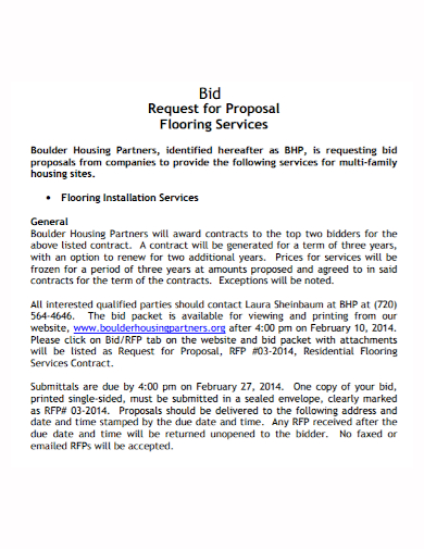 flooring installation bid proposal