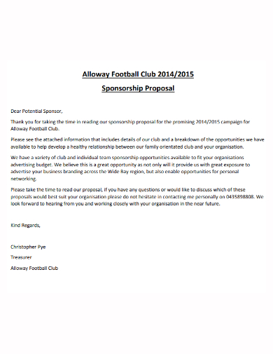 football club program sponsorship proposal
