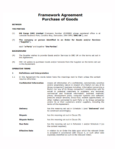 framework purchase agreement