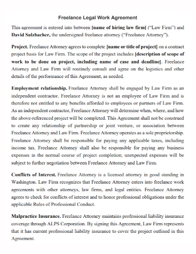 freelance legal project work agreement