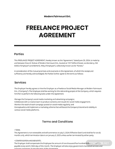 freelance project agreement template