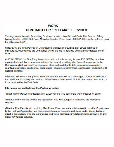 freelance services work contract agreement