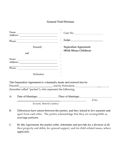 general trial separation agreement