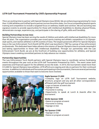 golf tournament sponsorship proposal
