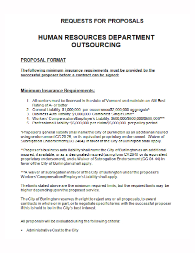hr department outsourcing proposal