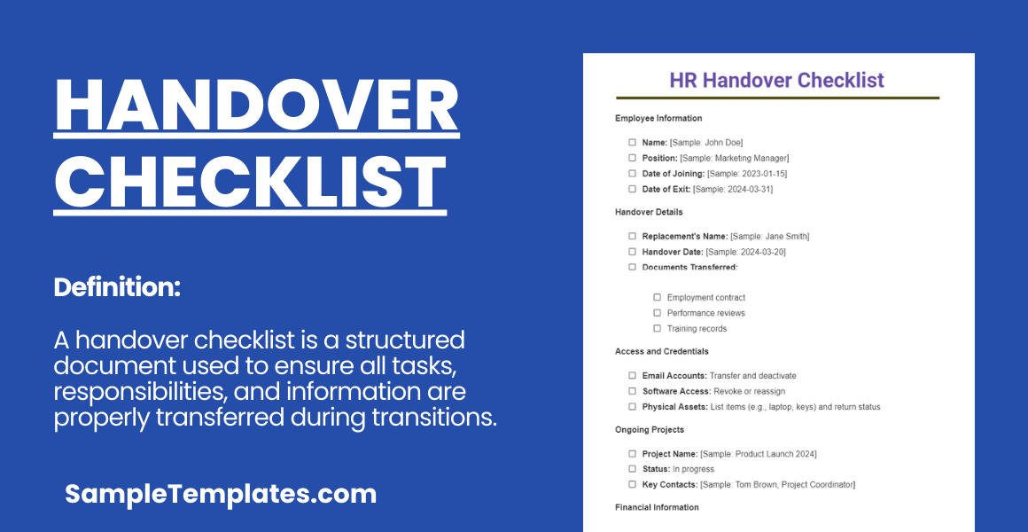handover checklist