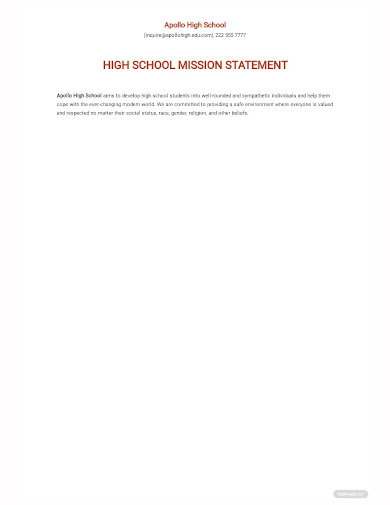 high school mission statement template