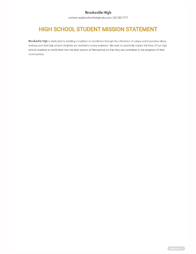 high school student mission statement template