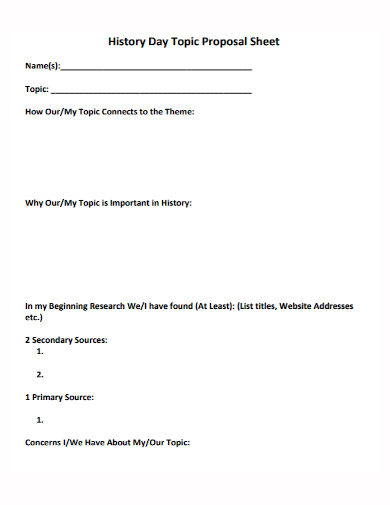 history day topic proposal sheet