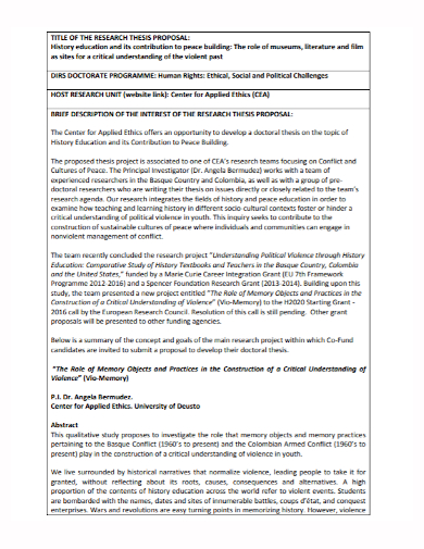 Phd Research Proposal Sample History