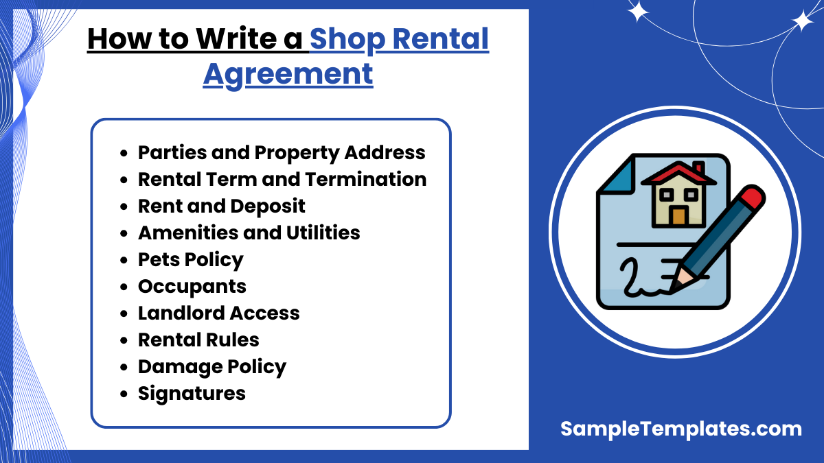 how to write a shop rental agreement