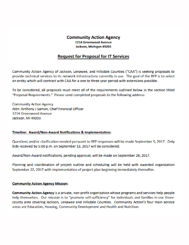 it community agency services proposal