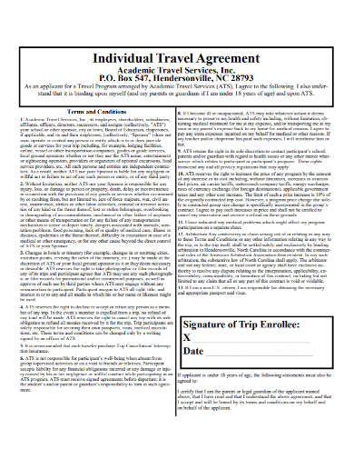 individual travel services agreement