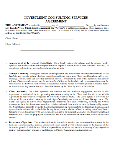 investment consulting services agreement