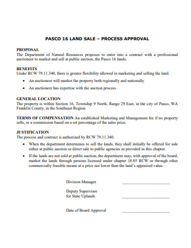 land sale approval proposal