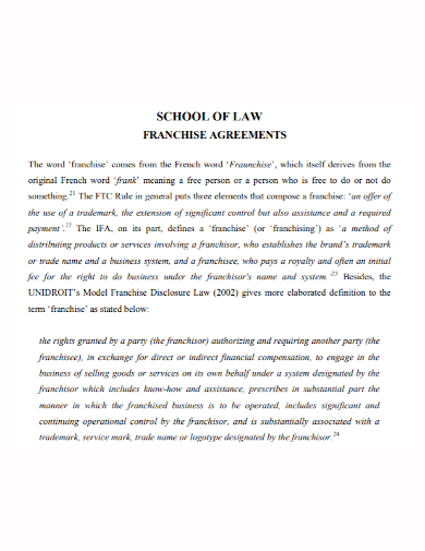 law school franchise agreement