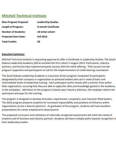 leadership coaching program proposal