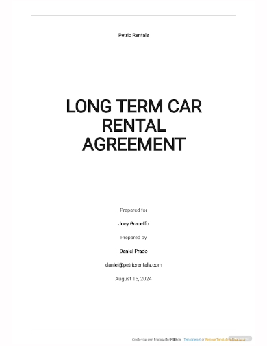 long term car rental agreement template