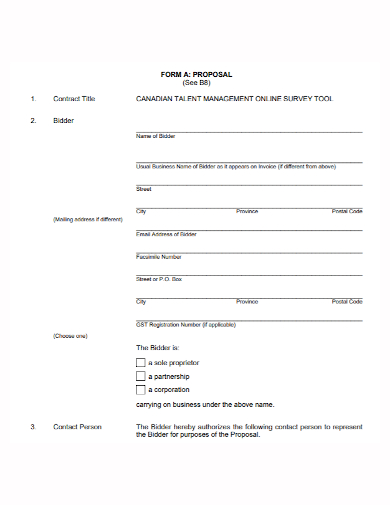 management contract proposal form