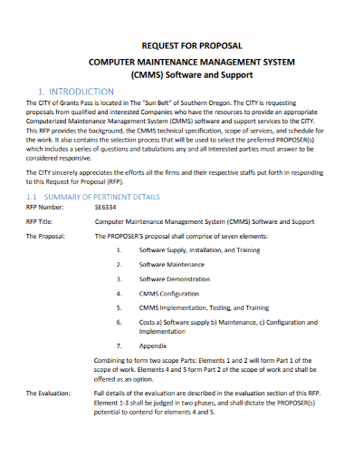 management system software maintenance proposal