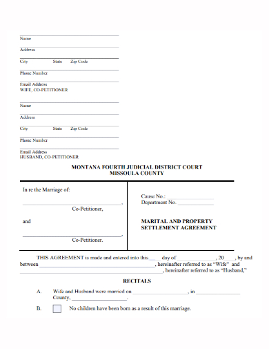 marital property settlement agreement