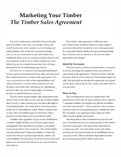 marketing and timber sales agreement