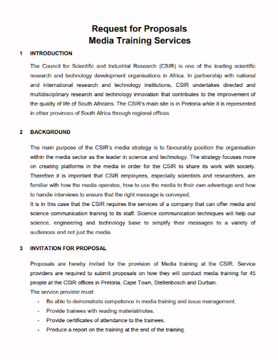 media training services proposal