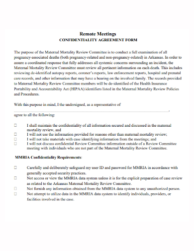 meeting confidentiality agreement form