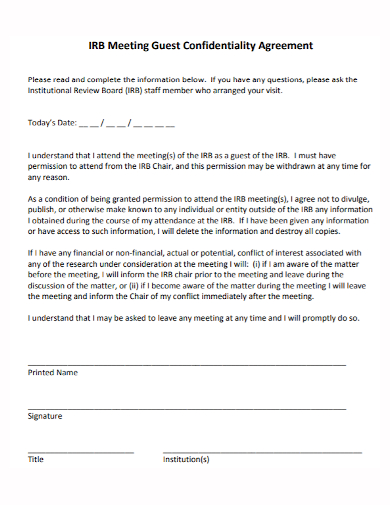 meeting guest confidentiality agreement