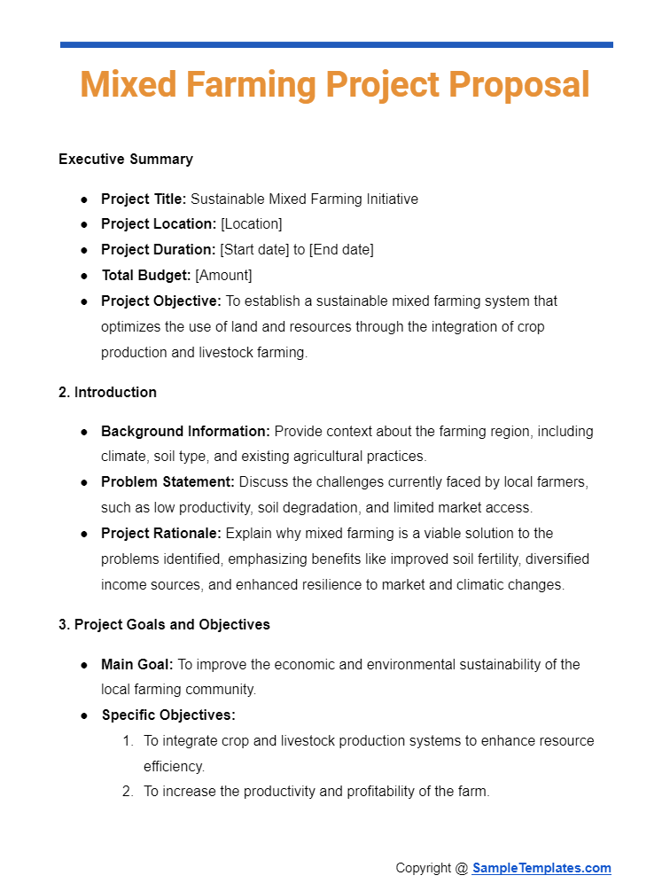 mixed farming project proposal