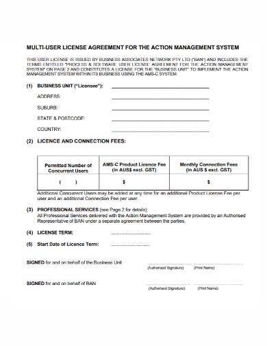 multi users management system license agreement