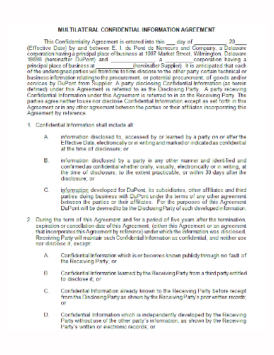 multilateral confidential information agreement