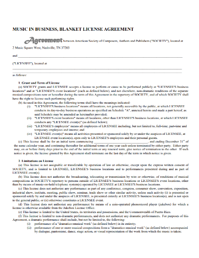 music business license agreement
