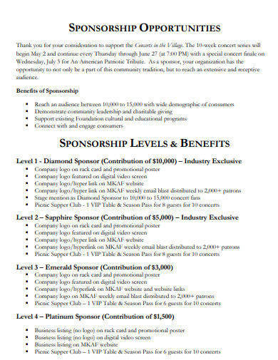 music concert sponsorship proposal