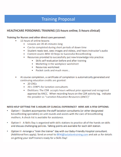 nursing healthcare training proposal