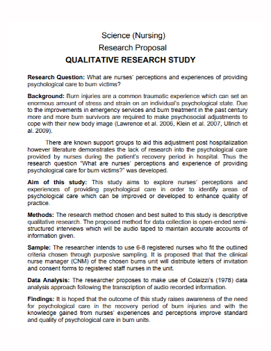 nursing qualitative research proposal