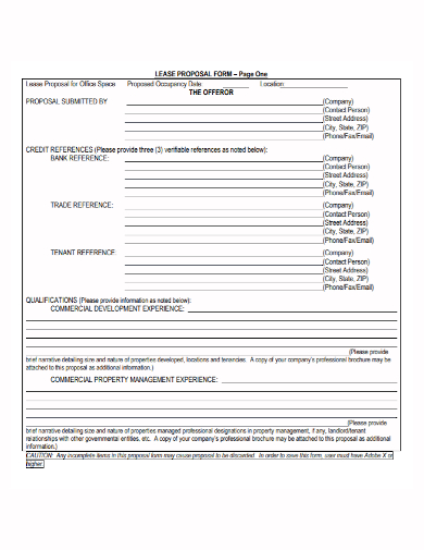 office lease proposal form